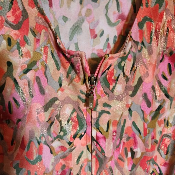 Tanjay Zippered Tunic with Abstract Design and Gold Embellishment - Picture 2 of 8